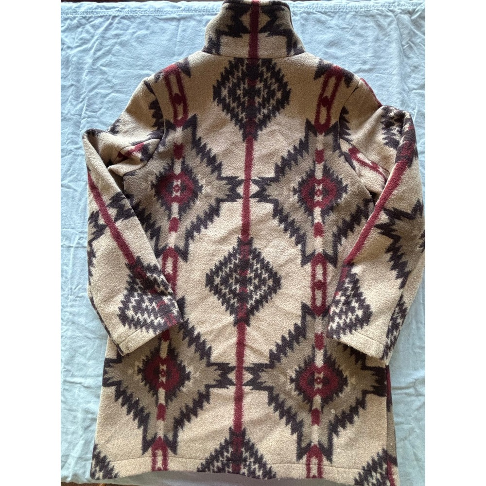 Pendleton Women Harding Jacquard Wool Blend Zip Front Coat Tan Red Small - Picture 3 of 6